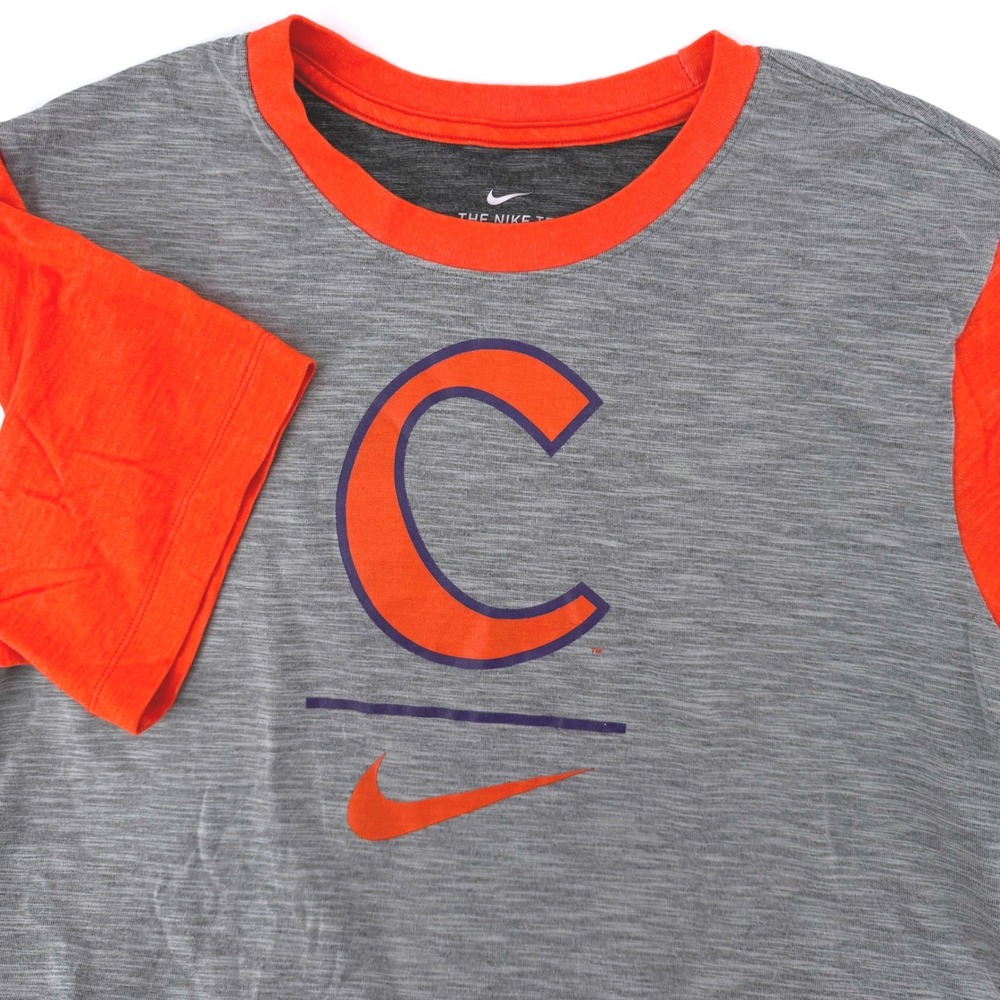 Nike Clemson Tigers T-Shirt Mens Large Grey Orange‎ Dri-FIT Tee
